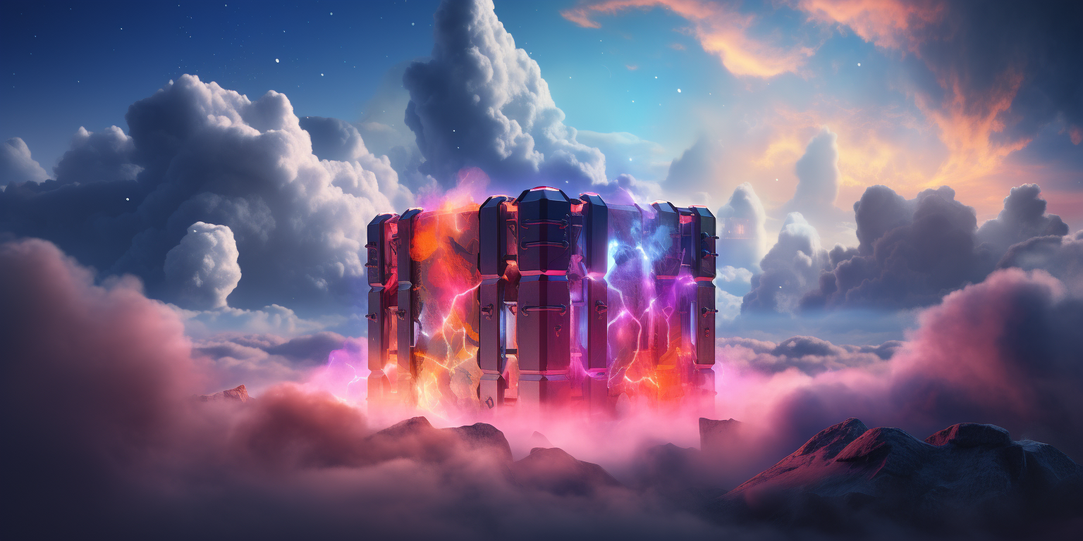 Concept image of a treasure chest in the clouds