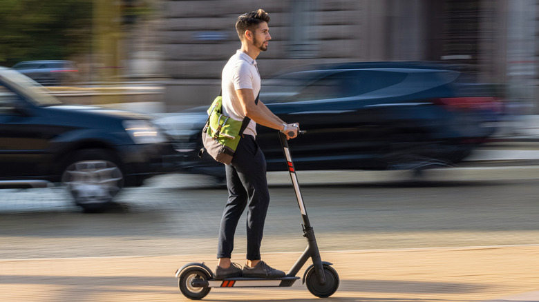Riding an electric scooter