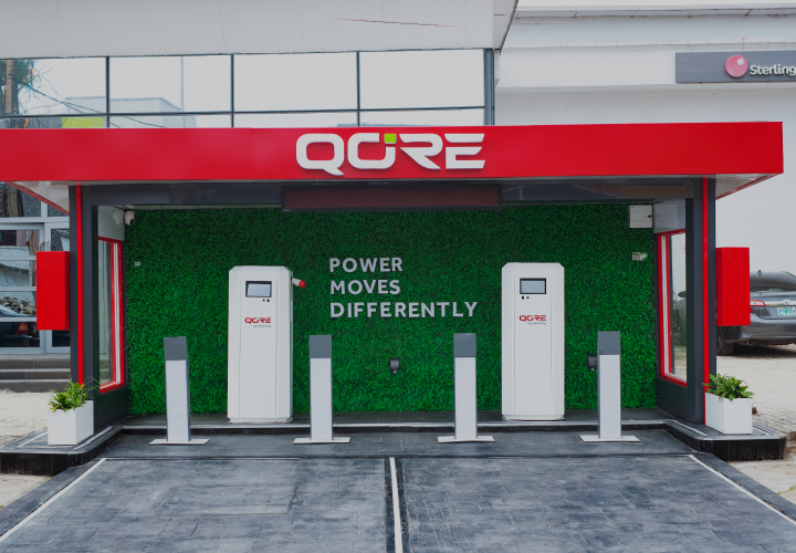 Qore recently launched a new electric vehicle (EV) charging station in Lagos. The facility can refuel two electric vehicles at a time. Image source: Qore Mobility