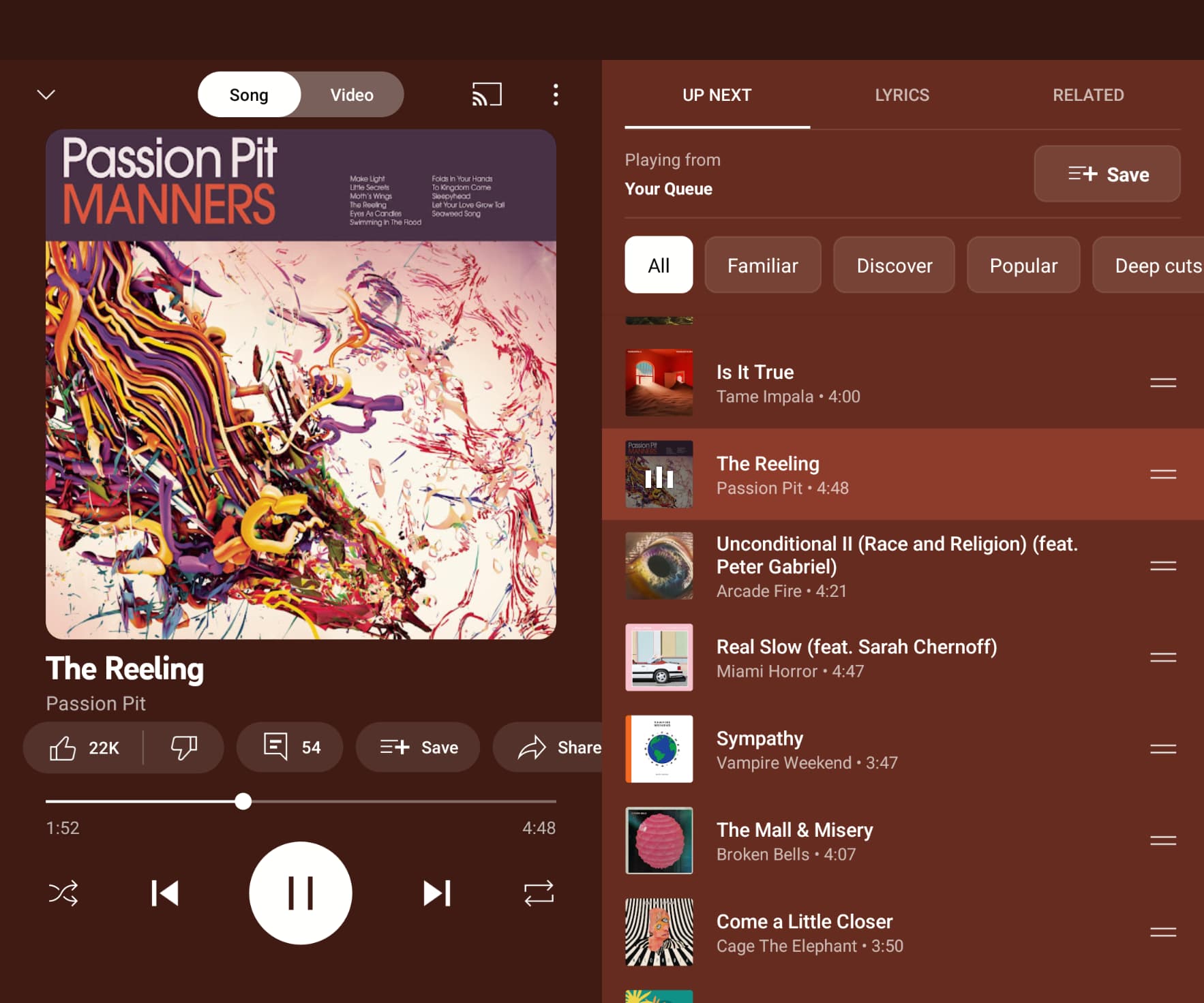 YouTube Music Now Playing redesign