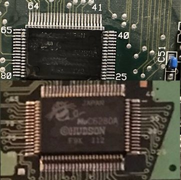 The chip from above compared to the SuperGrafx's HuC6280A.