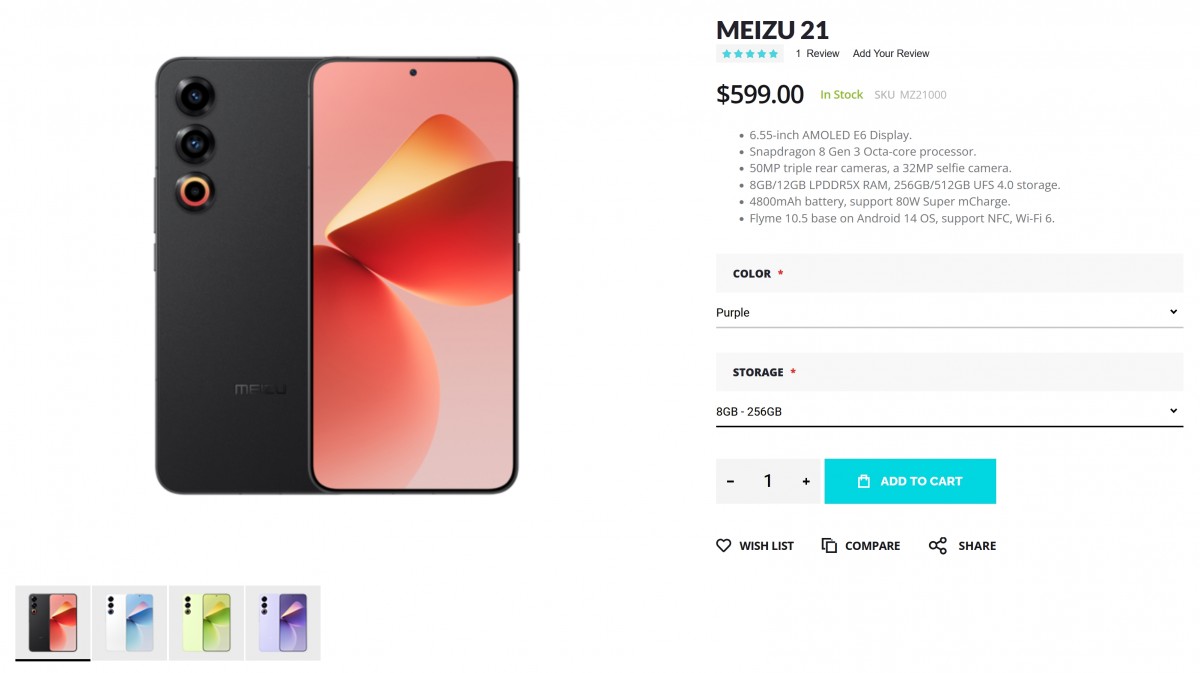 Meizu 21 is already selling starting at $599